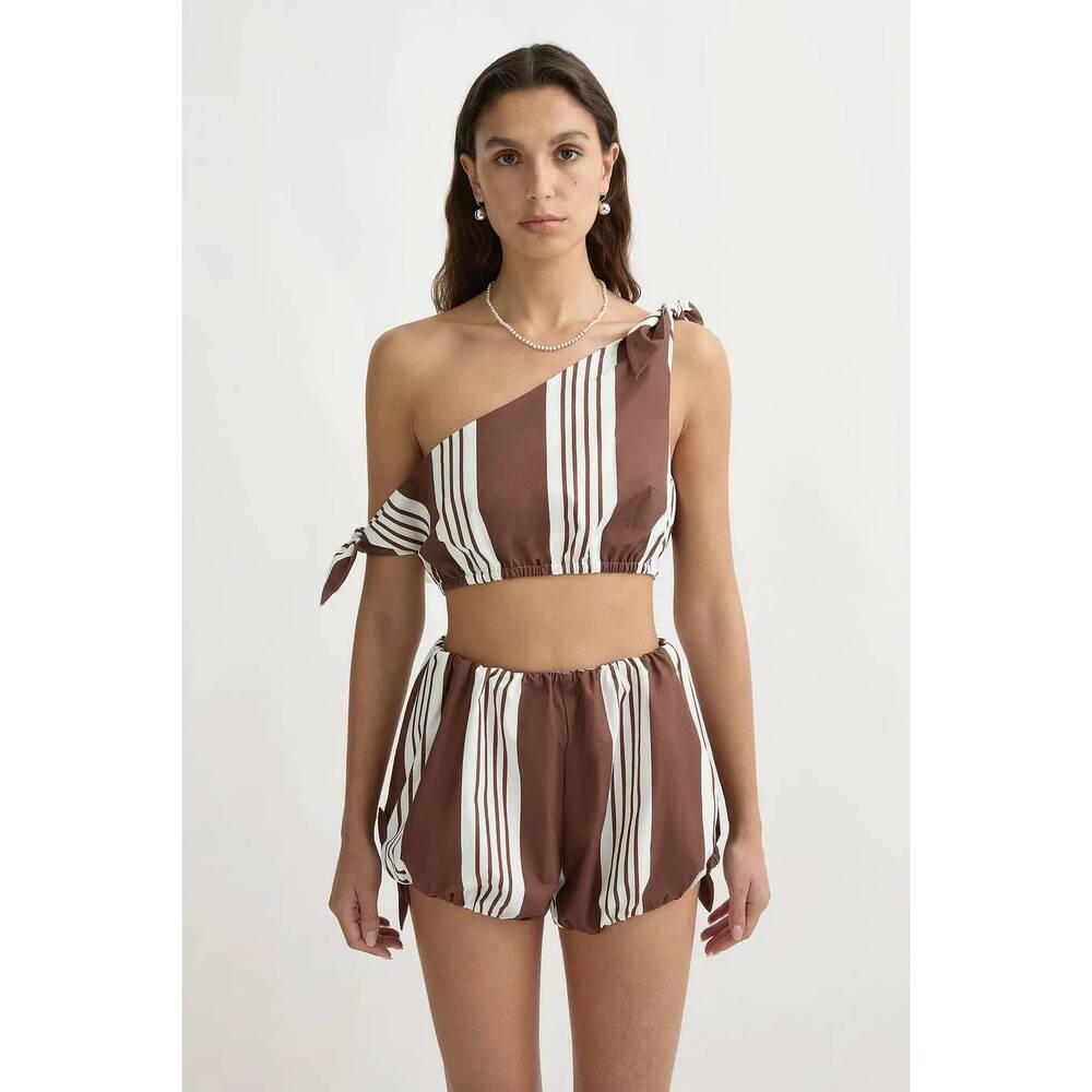 NEW POSSE rosie tie top in brown